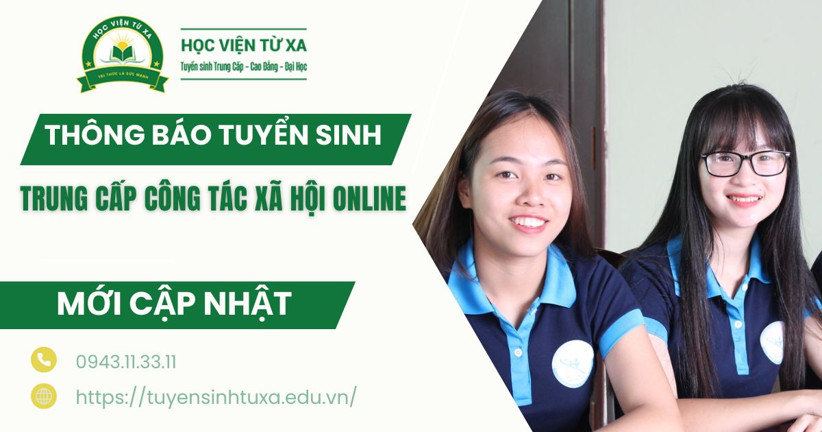 Thông báo tuyển sinh Trung cấp ngành Công tác xã hội online 2026